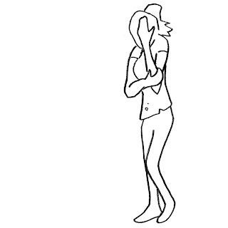 Illustration: a woman alone covers her face